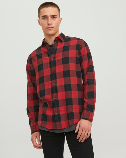 Immagine di JACK&JONES - CAMICIA A QUADRI NERA E ROSSA IN FLANELLA DA UOMO