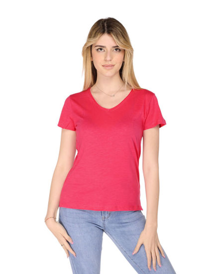 Immagine di TATOO - Tshirt fuxia da donna scollo a V