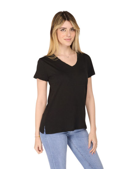 Immagine di TATOO - Tshirt nera da donna scollo a V