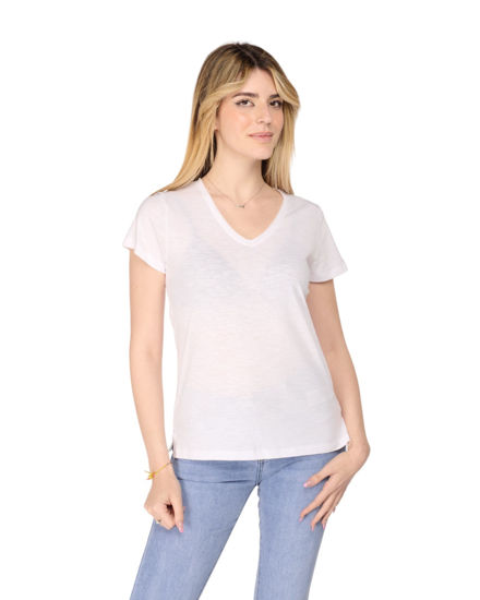 Immagine di TATOO - Tshirt bianca da donna scollo a V