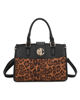 Immagine di ENRICO COVERI - Borsa due manici leopardata con tasca posteriore e pattina con chiusura a girello, tracolla removibile