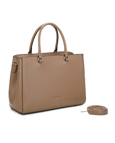 Immagine di NARDINI - Borsa due manici taupe con tre scomparti interni e tasca posteriore, tracolla removibile