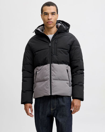 Immagine di JACK & JONES - PIUMINO NERO DA UOMO IDROREPELLENTE CON CAPPUCCIO