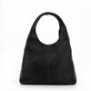 Immagine di DIVAS - Borsa sacca nera in VERA PELLE con tasca frontale, tracolla removibile - MADE IN ITALY