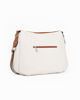 Immagine di DIVAS - Borsa beige in VERA PELLE con tasca frontale e tracolla nastro - MADE IN ITALY
