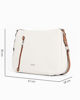 Immagine di DIVAS - Borsa beige in VERA PELLE con tasca frontale e tracolla nastro - MADE IN ITALY