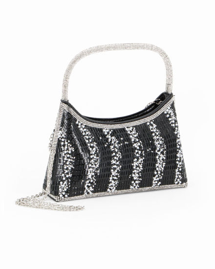 Immagine di DIVAS - Minibag nera in strass, catenina removibile