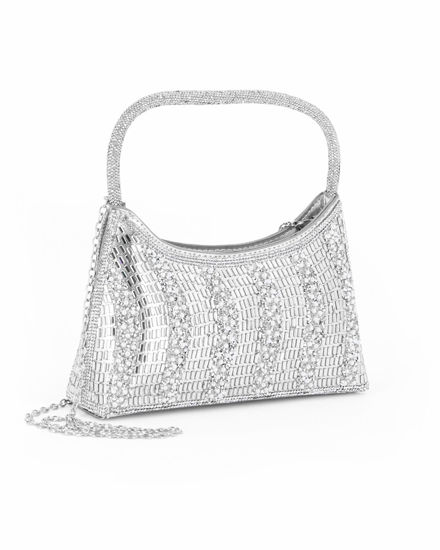 Immagine di DIVAS - Minibag argento in strass, catenina removibile