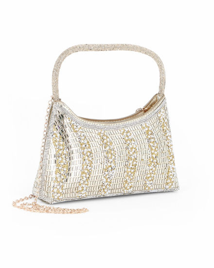 Immagine di DIVAS - Minibag oro in strass, catenina removibile