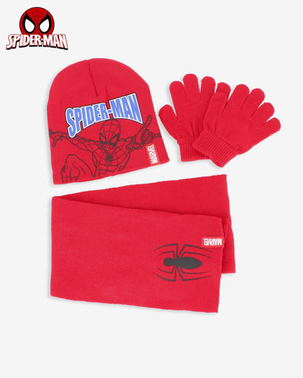 Immagine di SPIDERMAN - Completo rosso da bimbo cuffia+sciarpa+guanti