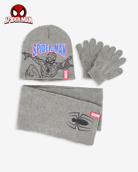 Immagine di SPIDERMAN - Completo grigio da bimbo cuffia+sciarpa+guanti
