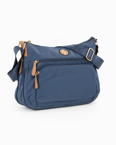 Immagine di JUST GOLF - Borsa blu con doppia tasca frontale, manico regolabile e cerniera ad espansione