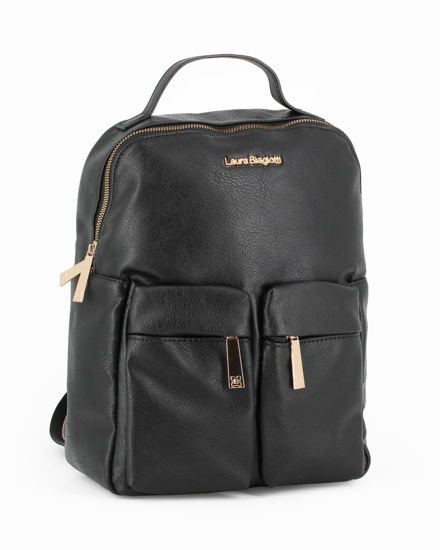 Immagine di LAURA BIAGIOTTI - Borsa shopping nera con tre scomparti principali e ciondolo portachiavi, tracolla removibile