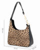 Immagine di RIFLE - Borsa a spalla leopardata con tasca posteriore e catena sul manico, tracolla removibile
