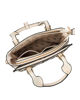 Immagine di RIFLE - Borsa due manici beige con tasca frontale trama intreccio con punti luce, tracolla removibile