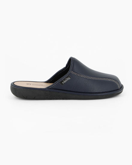 Immagine di TIGLIO - Pantofola blu da uomo con cuciture a contrasto, MADE IN ITALY