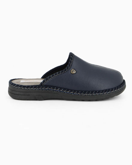 Immagine di TIGLIO - Pantofola blu da uomo con cuciture a contrasto