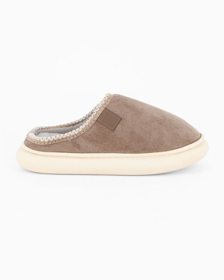 Immagine di TIGLIO RAMBLAS - Pantofola beige scamosciata da donna con pelliccia interna