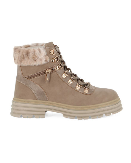 Immagine di CANGURO - Scarponcino beige con lacci, pelliccetta e finta zip