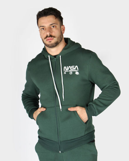 Immagine di NASA - FELPA VERDE DA UOMO CON ZIP E CAPPUCCIO