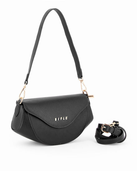 Immagine di RIFLE - Minibag nera con patta e tracolla removibile