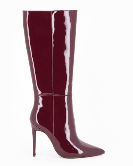 Immagine di MISS GLOBO - Stivale bordeaux a punta in vernice con zip laterale, tacco 10,5CM