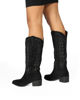 Immagine di SOLEIL - Stivale texano nero scamosciato con zip laterale, tacco 5CM