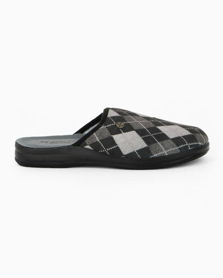 Immagine di TIGLIO - Pantofola nera da uomo con sottopiede in VERA PELLE, MADE IN ITALY