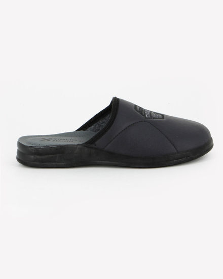 Immagine di TIGLIO - Pantofola nera da uomo con sottopiede in VERA PELLE, MADE IN ITALY