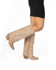 Immagine di SOLEIL - Stivale texano khaki scamosciato con zip laterale e risvolto, tacco 7CM