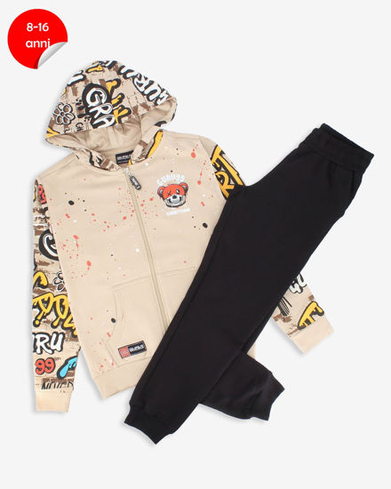 Immagine di GURU - COMPLETO TUTA FELPA BEIGE CON CAPPUCCIO DA RAGAZZO