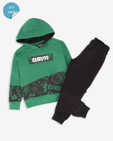 Immagine di GURU - COMPLETO TUTA FELPA VERDE CON CAPPUCCIO DA BAMBINO