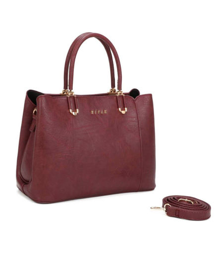 Immagine di RIFLE - Borsa due manici bordeaux con tre scomparti interni, tracolla removibile