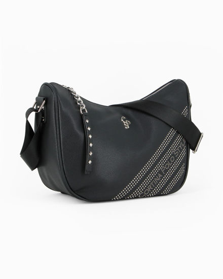 Immagine di CORTINA POLO STYLE - Borsa mezzaluna nera con borchie