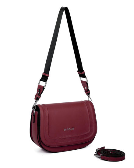 Immagine di RIFLE - Tracolla bordeaux con patta e tre scomparti interni