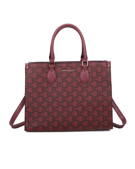 Immagine di ENRICO COVERI - Borsa due manici loggata bordeaux con tracolla removibile