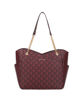 Immagine di ENRICO COVERI - Borsa shopping loggata bordeaux con tasche laterali e manici con catena