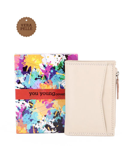 Immagine di YOU YOUNG COVERI - Portafoglio beige in VERA PELLE da donna con tasca frontale