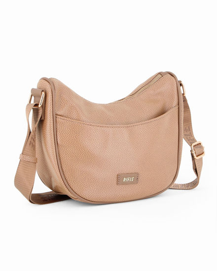 Immagine di RIFLE - Borsa mezzaluna taupe con tasca frontale
