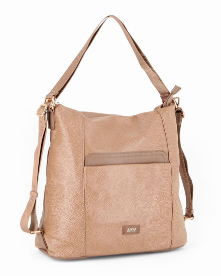 Immagine di RIFLE - Borsa taupe con manico regolabile e tasca frontale