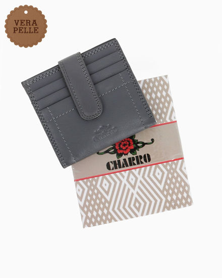 Immagine di CHARRO - Portacarte grigio in VERA PELLE da uomo con pattina