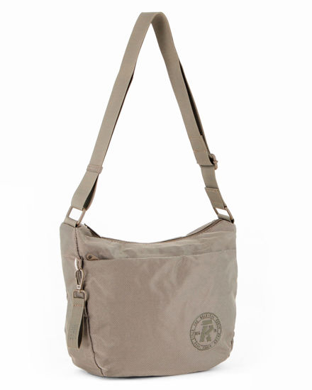 Immagine di RIFLE - Borsa mezzaluna taupe con tasca frontale
