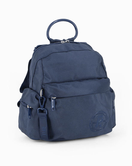 Immagine di RIFLE - Zaino blu con tasche laterali e manico rigido