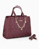Immagine di LAURA BIAGIOTTI - Borsa due manici bordeaux con parte frontale loggata e catenina con ciondoli, tracolla removibile