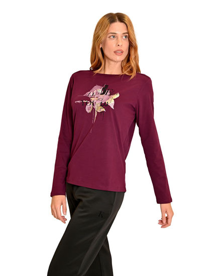 Immagine di T-SHIRT ML FLOWER BURGUNDY