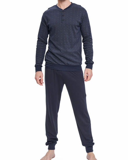 Immagine di ENRICO COVERI - PIGIAMA MANICA LUNGA BLU IN COTONE INTERLOCK