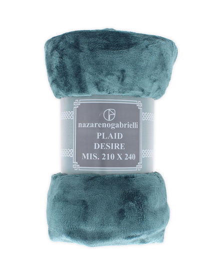 Immagine di NAZARENO GARBIELLI - Plaid tinta unita ottanio modello DESIRE', 210x240CM