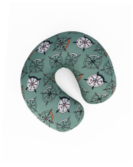 Immagine di GET UP - Cuscino viaggio verde da bimbo, fantasia bussole