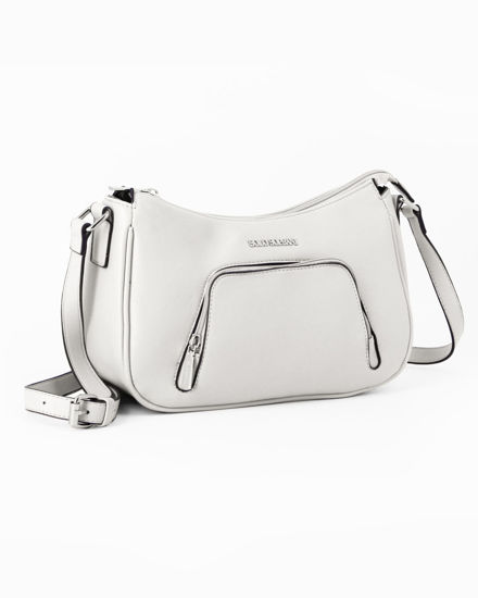 Immagine di SOLO SOPRANI - Borsa mezzaluna bianca con tasca frontale