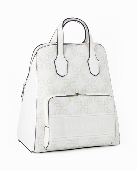 Immagine di SOLO SOPRANI - Zaino bianco con due manici e tasca frontale